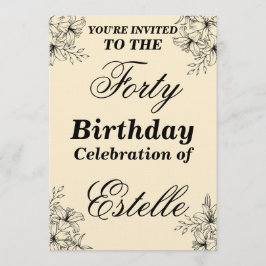 Elegant Floral 40th Birthday Invitation Template Einladung