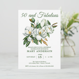 Elegant Floral 50. Geburtstag Einladung