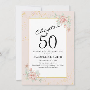 Elegant Floral 50. Geburtstag Einladung