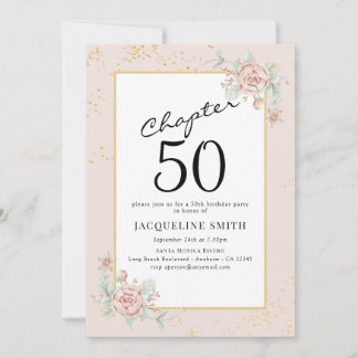 Elegant Floral 50. Geburtstag Einladung