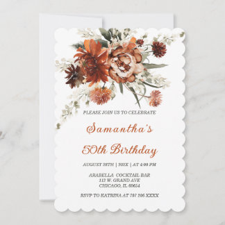 Elegant Floral 50. Geburtstag Einladung