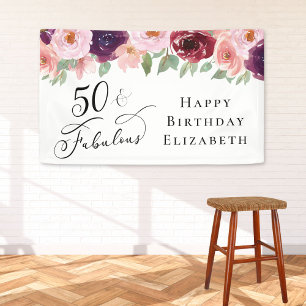 Elegant Floral 50. Geburtstagsparty Banner