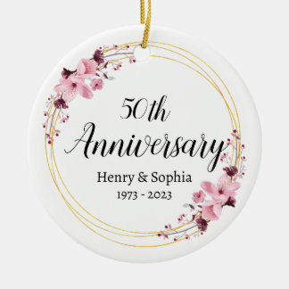 Elegant floral 50. Hochzeit Jahrestag Keepake Keramik Ornament