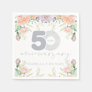 Elegant Floral 50. Hochzeitstag Serviette