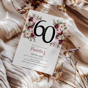 Elegant Floral 60. Geburtstag Einladung