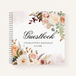 Elegant Floral 60. Geburtstagsparty Gast Notizbuch