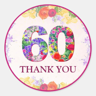 Elegant Floral 60. Geburtstagsparty / Pastel 60 Runder Aufkleber