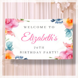 Elegant Floral 70. Geburtstag Begrüßungsbanner Banner
