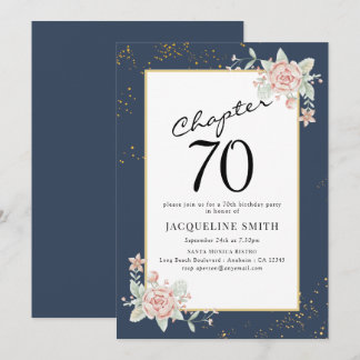 Elegant Floral 70. Geburtstag Einladung