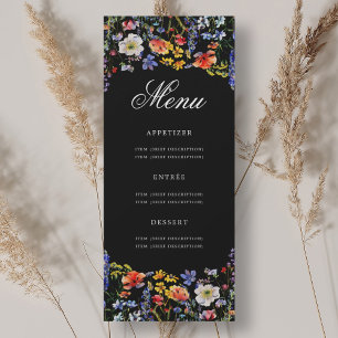 Elegant Floral 70. Geburtstag Menü Black Einladung