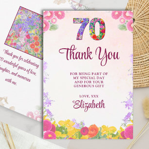 Elegant Floral 70. Geburtstagsparty / 70 Jahre Dankeskarte