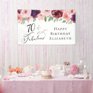 Elegant Floral 70. Geburtstagsparty Banner