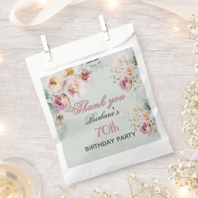 *Elegant Floral 70th Birthday  Geschenktütchen (Ausgeschnitten)