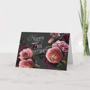 Elegant floral-75. Hochzeitstag Karte