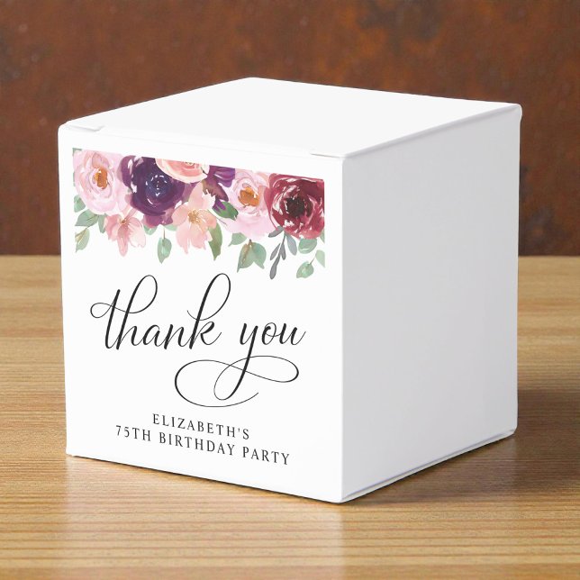 Elegant Floral 75th Birthday Party Thank You Geschenkschachtel (Elegant Floral 75th Birthday Party Thank You Favor Boxes)