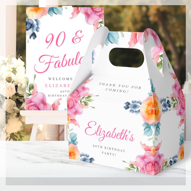 Elegant Floral 90. Geburtstag Gefallen Box Geschenkschachtel (Von Creator hochgeladen)