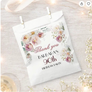 Elegant Floral 90. Geburtstag  Geschenktütchen