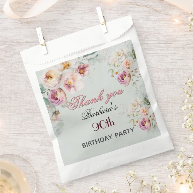 Elegant Floral 90. Geburtstag  Geschenktütchen (Von Creator hochgeladen)