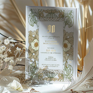 Elegant floral 90. Geburtstagsparty Foil Accents Folieneinladung
