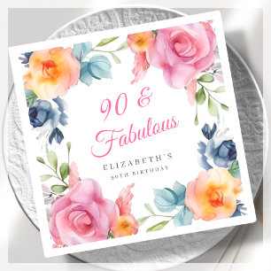 Elegant Floral 90. Geburtstagsparty Serviette