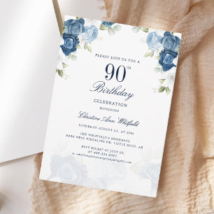 Elegant Floral 90. Geburtstagsschrift Einladung