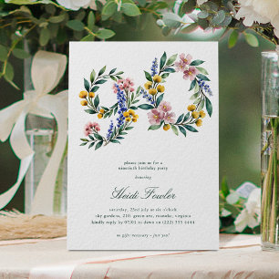 Elegant Floral 90er Botanischer 90. Geburtstag Einladung