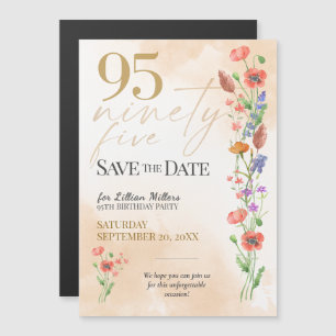 Elegant Floral 95. Geburtstag - 95 Save The Date Magneteinladung