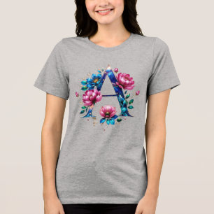 Elegant Floral A Initial T - Shirt für sie
