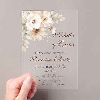 Elegant Floral Acrylic Wedding Invitation Acryleinladungen