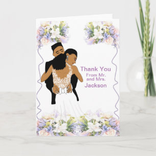 Elegant Floral American Wedding Vielen Dank Karte