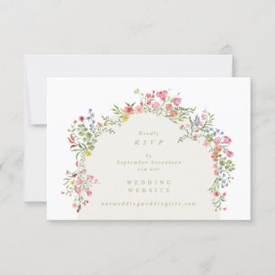 Elegant Floral Arch QR CODE BACK Hochzeitswebsite RSVP Karte