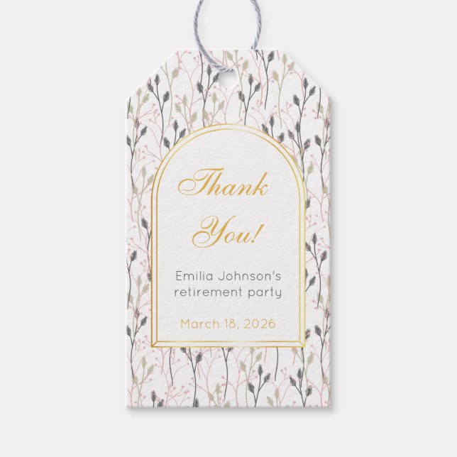 Elegant Floral Arch Retirement Party  Geschenkanhänger (Vorderseite)