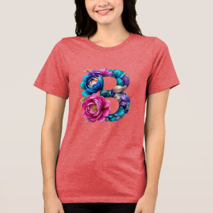 Elegant Floral B Initialer T - Shirt für sie
