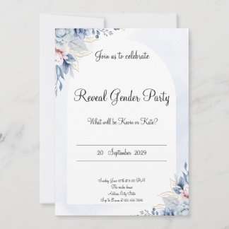 Elegant Floral Baby Reveal Gender Einladung