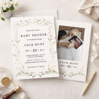 Elegant Floral Baby Shower Einladung