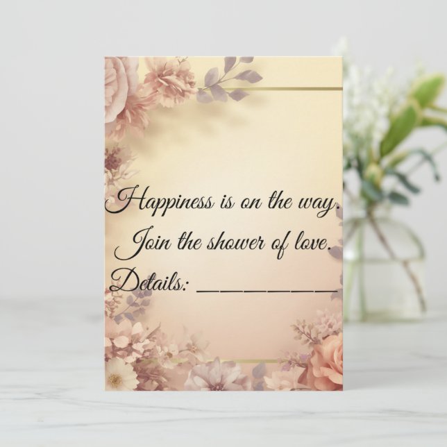 Elegant Floral Baby Shower Invitation  Einladung (Stehend Vorderseite)