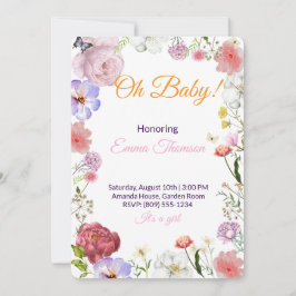Elegant Floral Baby Shower Invitation – Watercolor Einladung