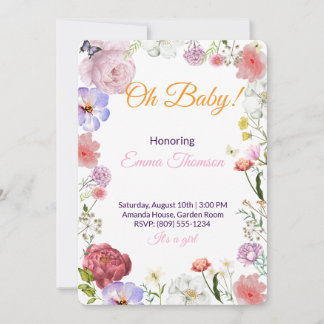 Elegant Floral Baby Shower Invitation – Watercolor Einladung