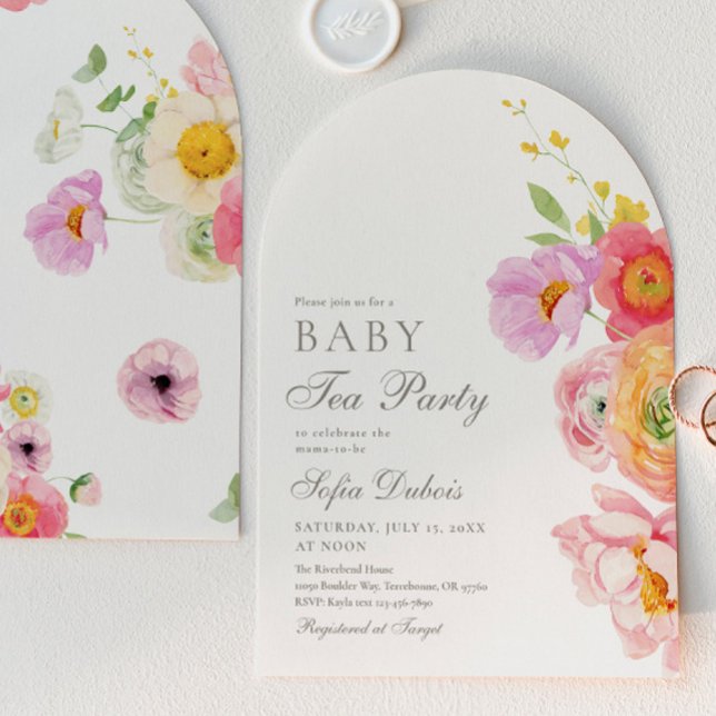 Elegant Floral Baby Shower Tea Party Invitation Einladung (Von Creator hochgeladen)