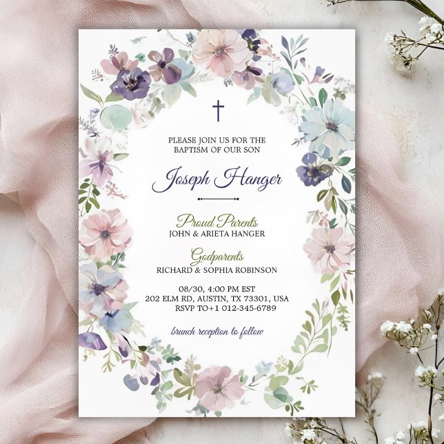 Elegant floral baptism Invitation  Einladung (Von Creator hochgeladen)