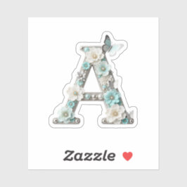 Elegant Floral Beaded Your Monogram Vinyl Stickers Aufkleber
