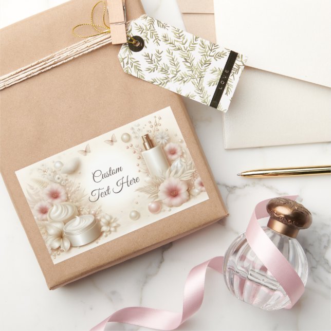 Elegant Floral Beauty Cosmetic Professional Rechteckiger Aufkleber (Schenken)