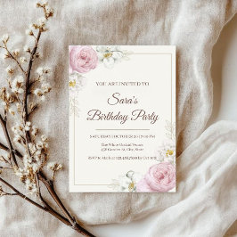 Elegant Floral Birthday Invitation Einladung