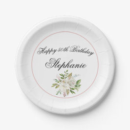 Elegant Floral Birthday Pappteller