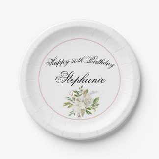 Elegant Floral Birthday Pappteller