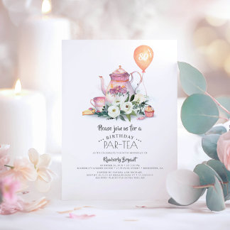 Elegant Floral Birthday Par-tea Einladung
