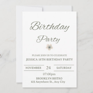 Elegant Floral Birthday Party Invitation – Minimal Einladung