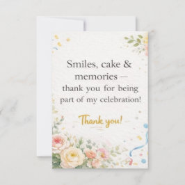 Elegant Floral Birthday Thank You Card Dankeskarte