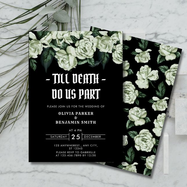 Elegant floral bis zum Tod tun uns Teil Hochzeit Einladung (till death do us part wedding invitation)