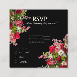 Elegant Floral Black Flower Photo Enclosure Card Begleitkarte